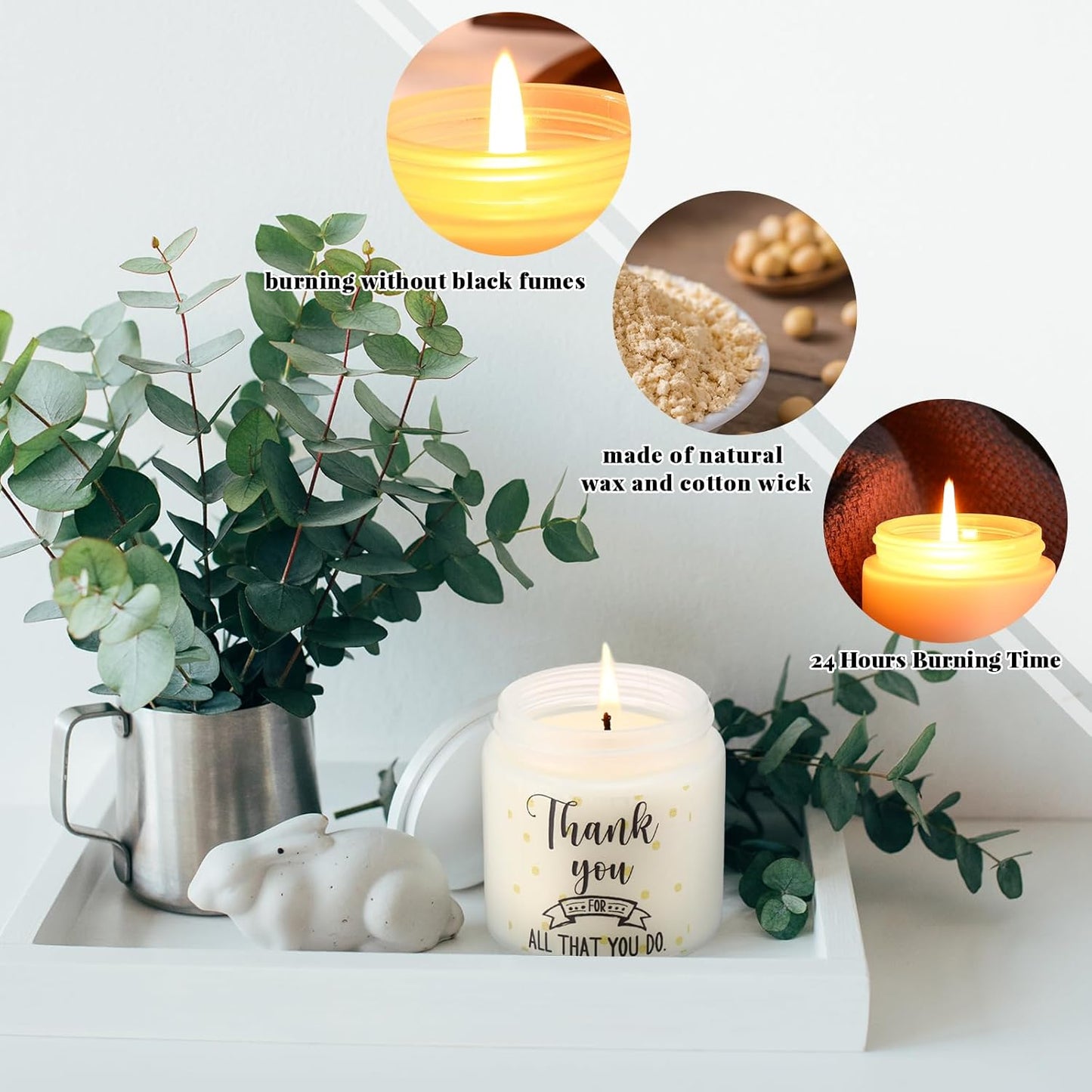 Roowest 10 Jars Thank You Gift Candles 3.5 oz Employee Appreciation Gifts Bulk Soy Wax Jar Inspirational Candle Thank You Gifts for Coworkers Employee Women Secretaries Teacher(Elegant)