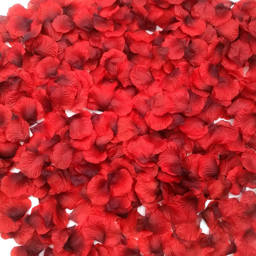 CODE FLORIST 1500 PCS Dark-Red Silk Rose Petals for Valentine's Day,Romantic Night,Wedding,Proposal Anniversary Flower Decorations(Separated,Scented)