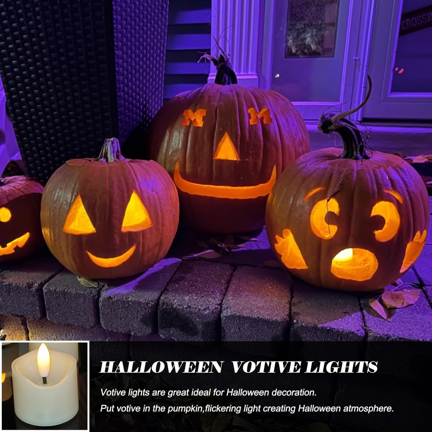 48 Pack Battery Operated Votive Candles 1.5 x 1.67 inches Flameless Votive Tealights Black Wick Tea Lights LED Electric Fake Candles Realistic for Wedding Christmas Thanksgiving Party Decoration