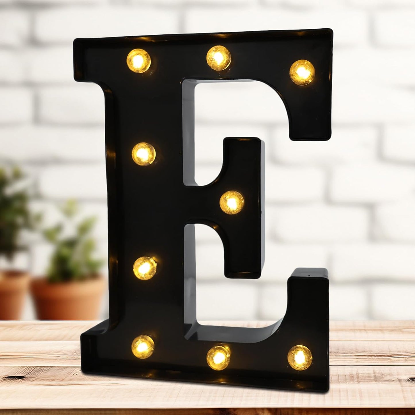 Led Marquee Letters, 8.58 Inch Black Light Up Letters, Small Led Letter Lights, Battery Powered Lighted Letterfor Table, Party, Birthday, Christmas Decor (Black, Letter E)