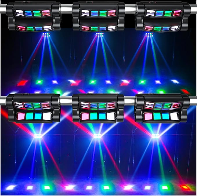 8-Pack U`King Spider Moving Head Light 8x10W LEDs Beam Sound Activated and DMX-512 Control for Party Pub Festival Disco Show Wedding Event