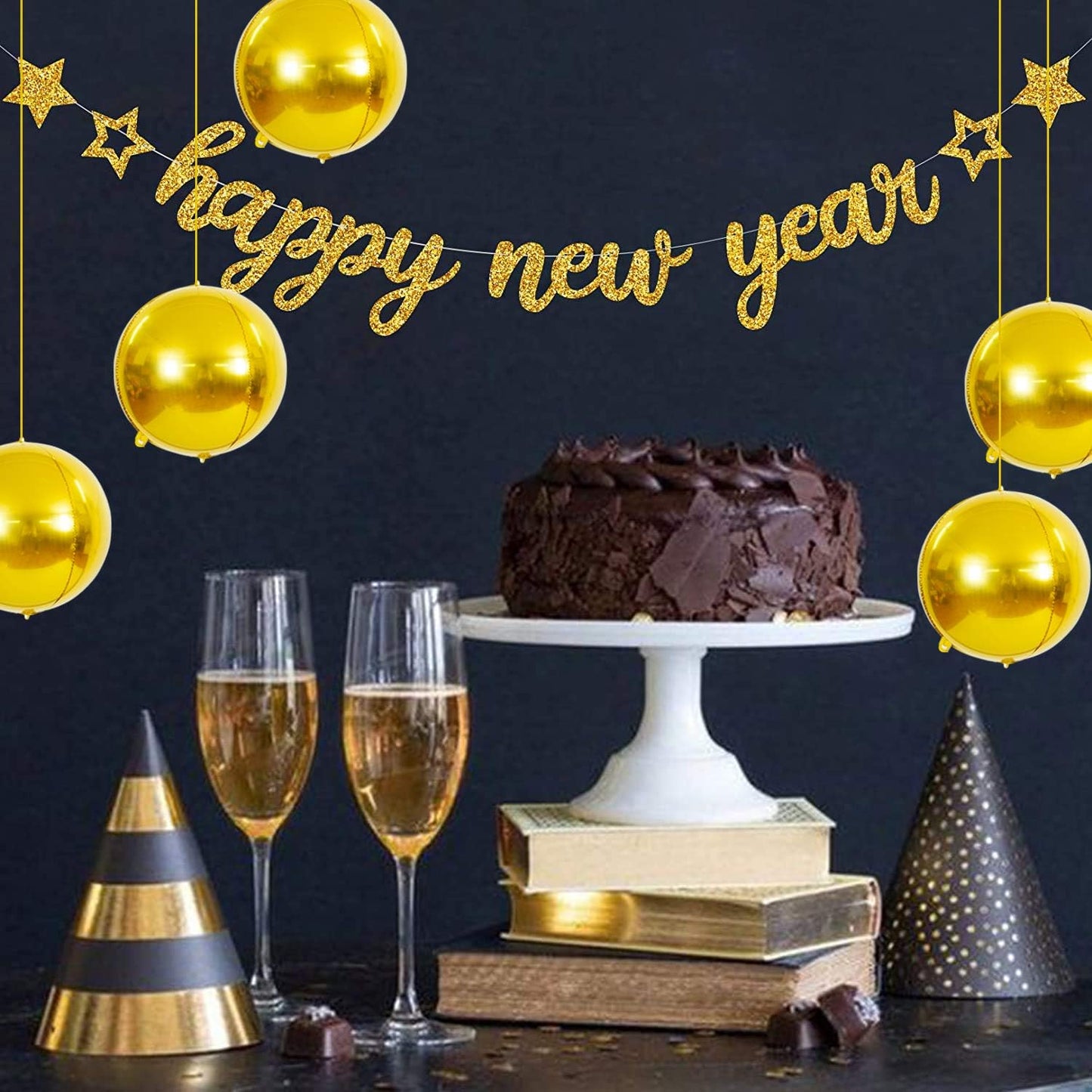 10 pcs Gold 4D balloon, 10 inch Foil Mylar Sphere Balloon for Birthday Party,Wedding,Valentine's Day, Christmas,Baby Shower Decoration Supplies