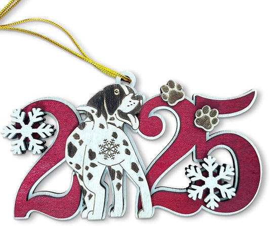 German Shorthaired Pointer 2025 Christmas Ornament – Cute Wooden Dog Tree Decoration with Snowflakes & Paw Prints for GSP Lovers, Pet Owner Christmas Décor