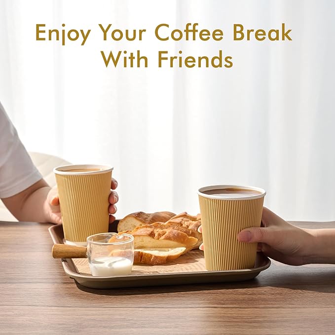500 Pack 12 oz Coffee Cups, Insulated Ripple Wall Hot Coffee Cups for Home, Office, Hotel, Meetings, Parties
