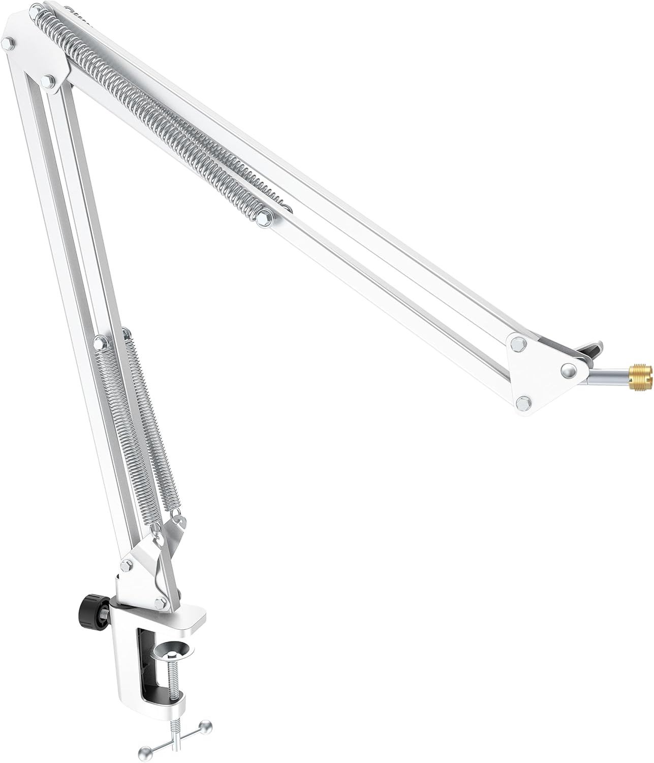 FIFINE Microphone Boom Arm, Suspension Mic Arm Stand with Mount Clamp, Metal Scissor Mic Stand with 3/8" to 5/8" Adapter for Home Studio Recording Podcast Gaming-CS1 White