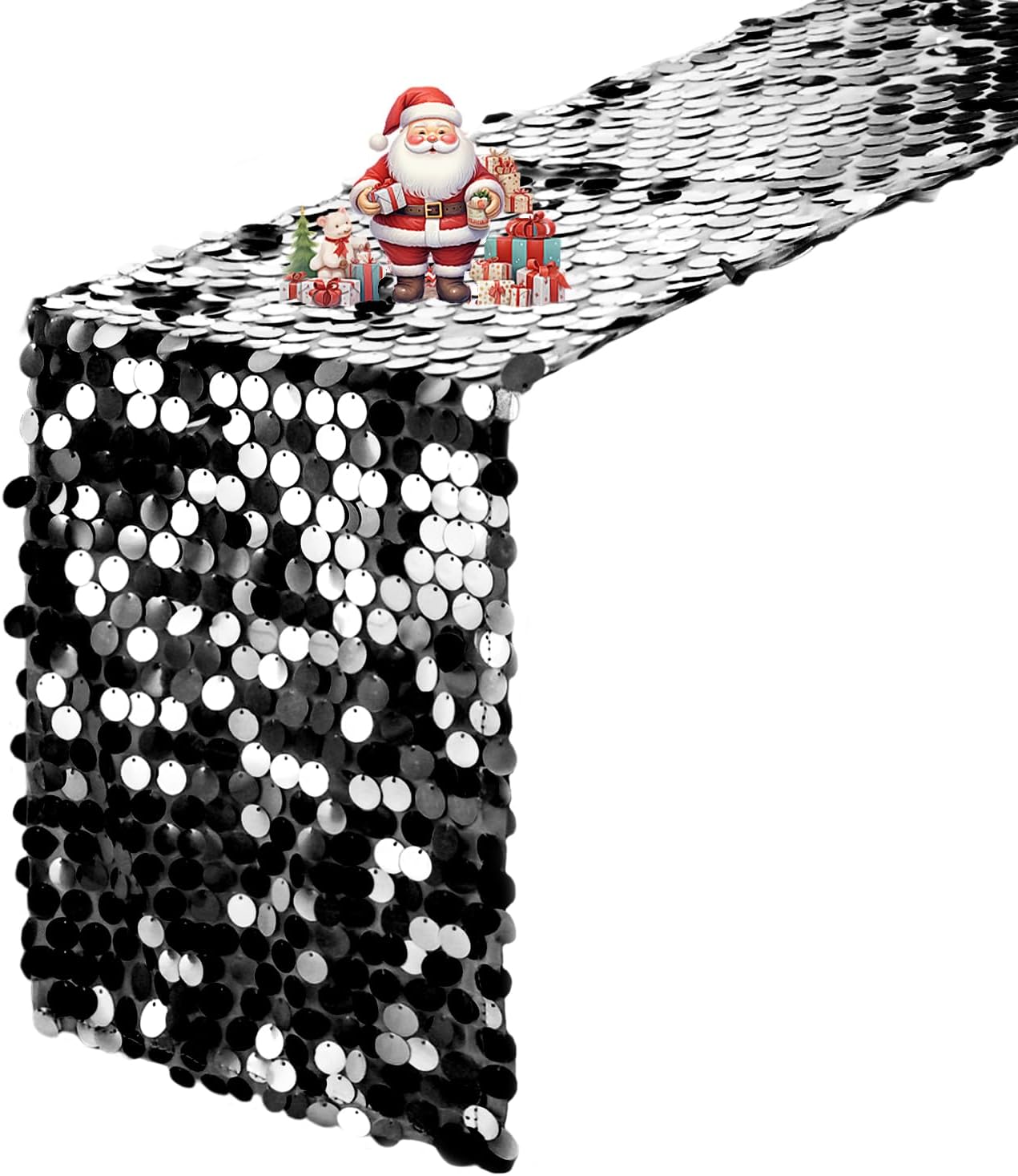 VHH Sequin Table Runner 12 x 108 inches Black Table Runner, Glitter Runner for Party Wedding Birthday, Party Spring Easter Rustic, Birthday Supplies Decorations (1 Pack).