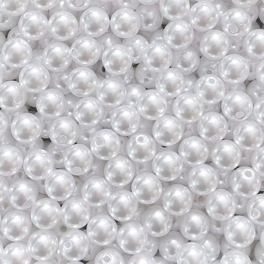 500pcs Pearl Beads Bulk,10mm White Faux Pearl Bead with Holes for Craft Plastic Bracelet Necklace Jewelry Making Decoration Bag Decor Keychain Pendant