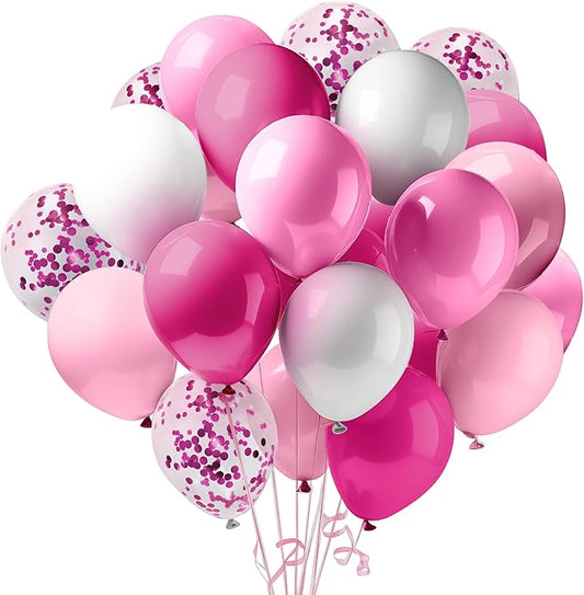 KatchOn, Metallic Pink Balloon Arch Kit - 12 Inch, Pack of 60 | Pink Confetti Balloons for Princess Birthday Decorations, Birthday Decorations For Women | Baby Shower | Graduation Decoration Balloons