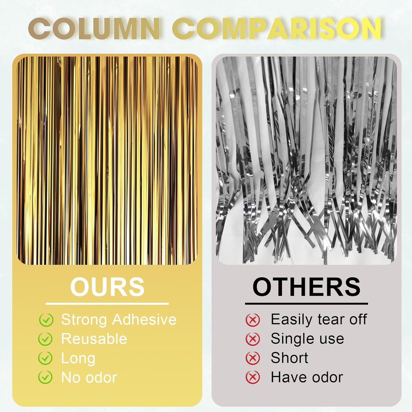 3 Pack 3.3 x 8.2 ft Matte Gold Foil Fringe Backdrop Curtains, Tinsel Streamers Party Decorations, Fringe Backdrop, Door Shimmer for Graduation, New Years Eve, Birthday Party