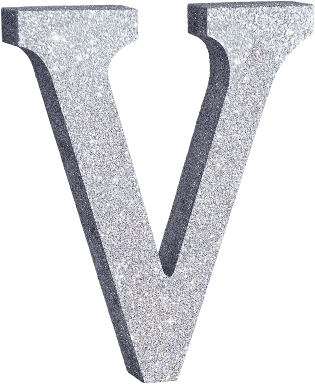 TONIFUL 8 Inch Silver Glitter Letter V Table Centerpiece A-Z Silver Birthday Party Decorations,Silver Alphabet V for Birthday,Chrismas,Graduation,Bridal Shower,Wedding,Anniversary Party Supplies