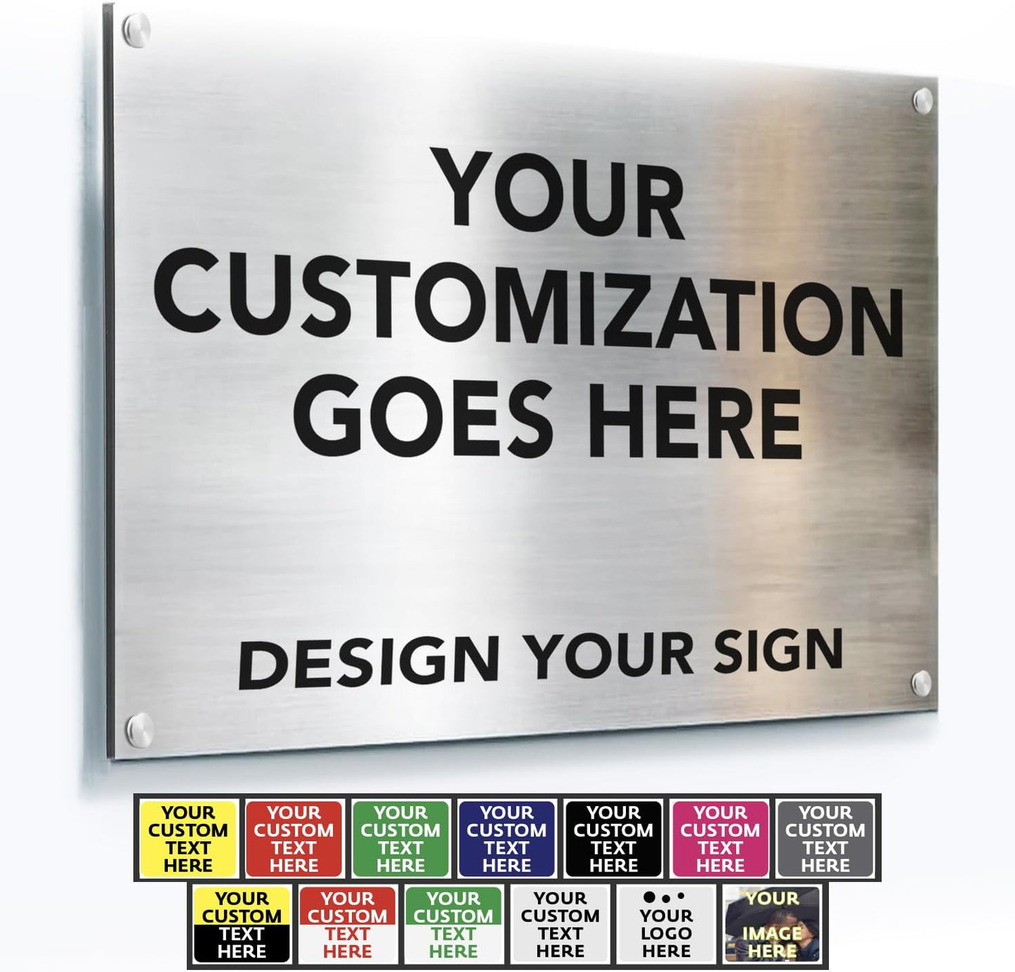 Custom Outdoor Aluminum Signs, Personalized Business Signs, Waterproof Silver Brushed Metal 36x24 In