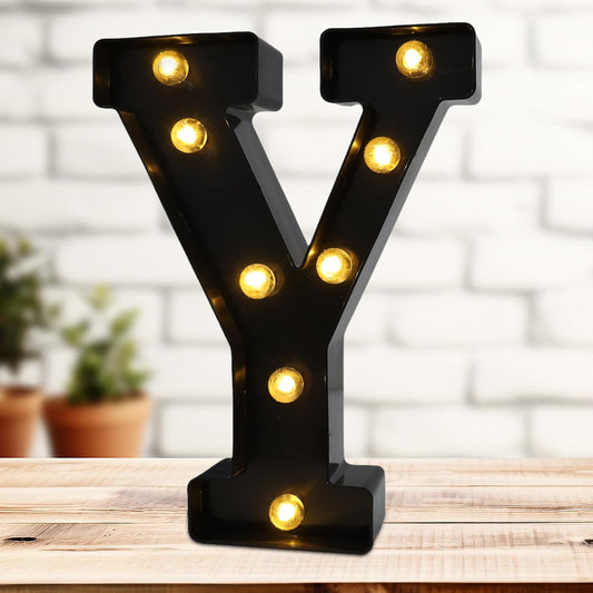 Led Marquee Letters, 8.58 Inch Black Light Up Letters, Small Led Letter Lights, Battery Powered Lighted Letterfor Table, Party, Birthday, Christmas Decor (Black, Letter Y)