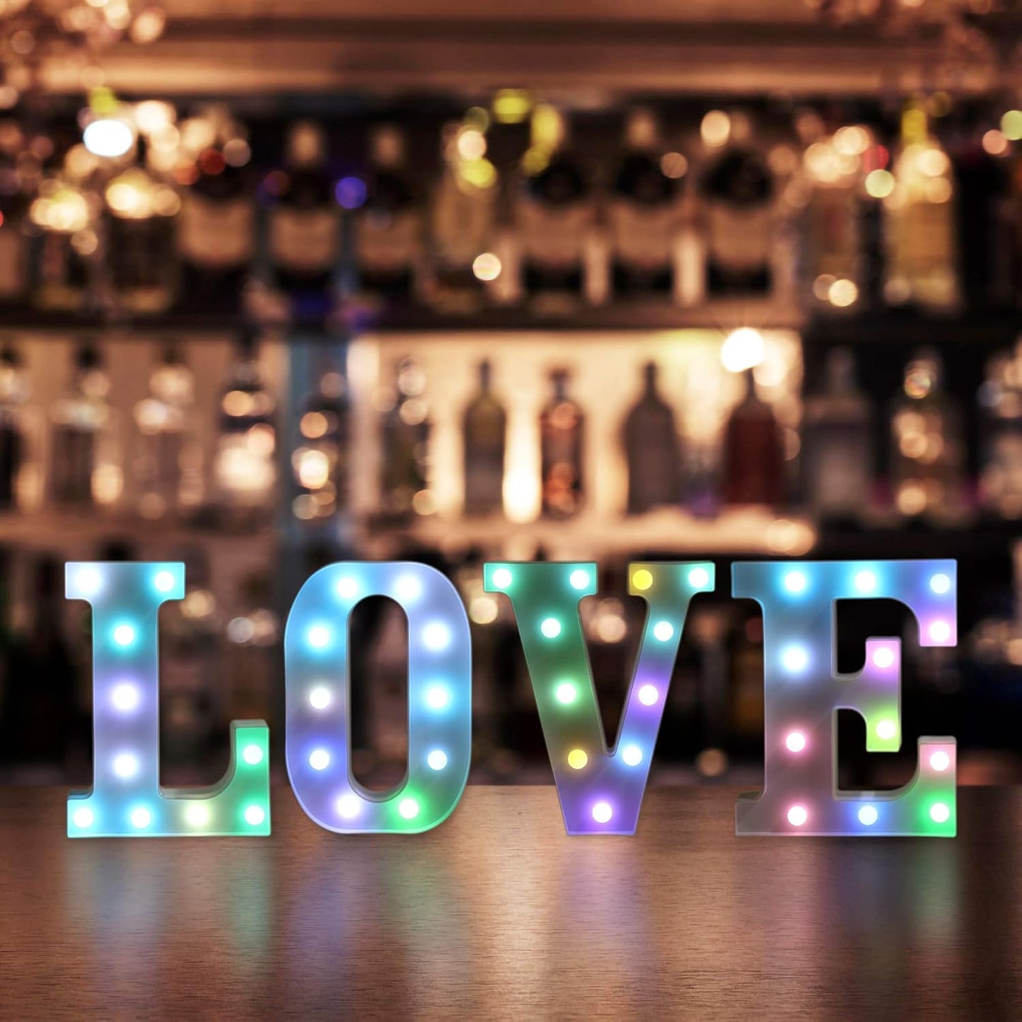 Foaky Colorful LED Letter Lights with Remote,Marquee Light Up Letters Sign for Night Light Wedding/Birthday Party Battery Powered Christmas Lamp Home Bar Decoration(T)