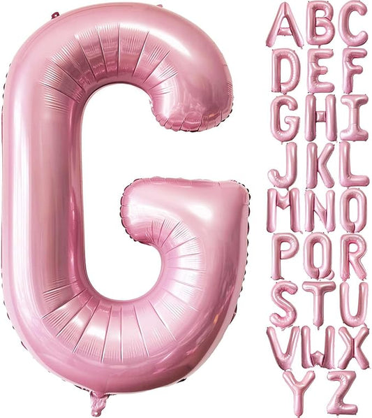 Pink Letter G Balloons - 40 Inch Pastel Pink Letter Balloons G Foil Mylar Helium for Birthday Party Supplies Anniversary Event Celebration Decorations Alphabet G