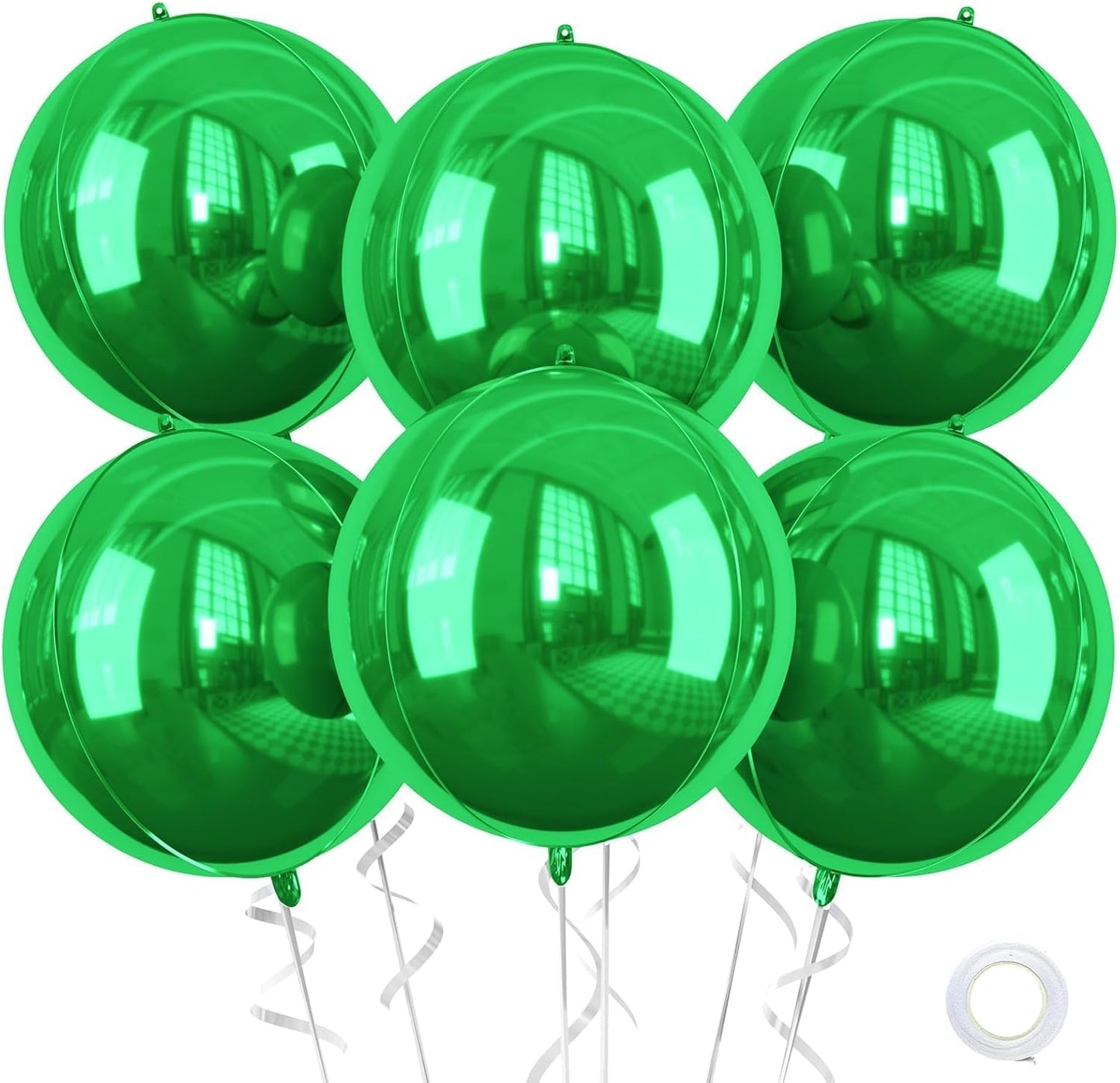 Green Foil Balloons, 6 Pcs Large Green Metallic Round Balloons, 22 Inch Big Round Foil Balloon for Graduation Birthday Party Baby Shower Wedding Decorations