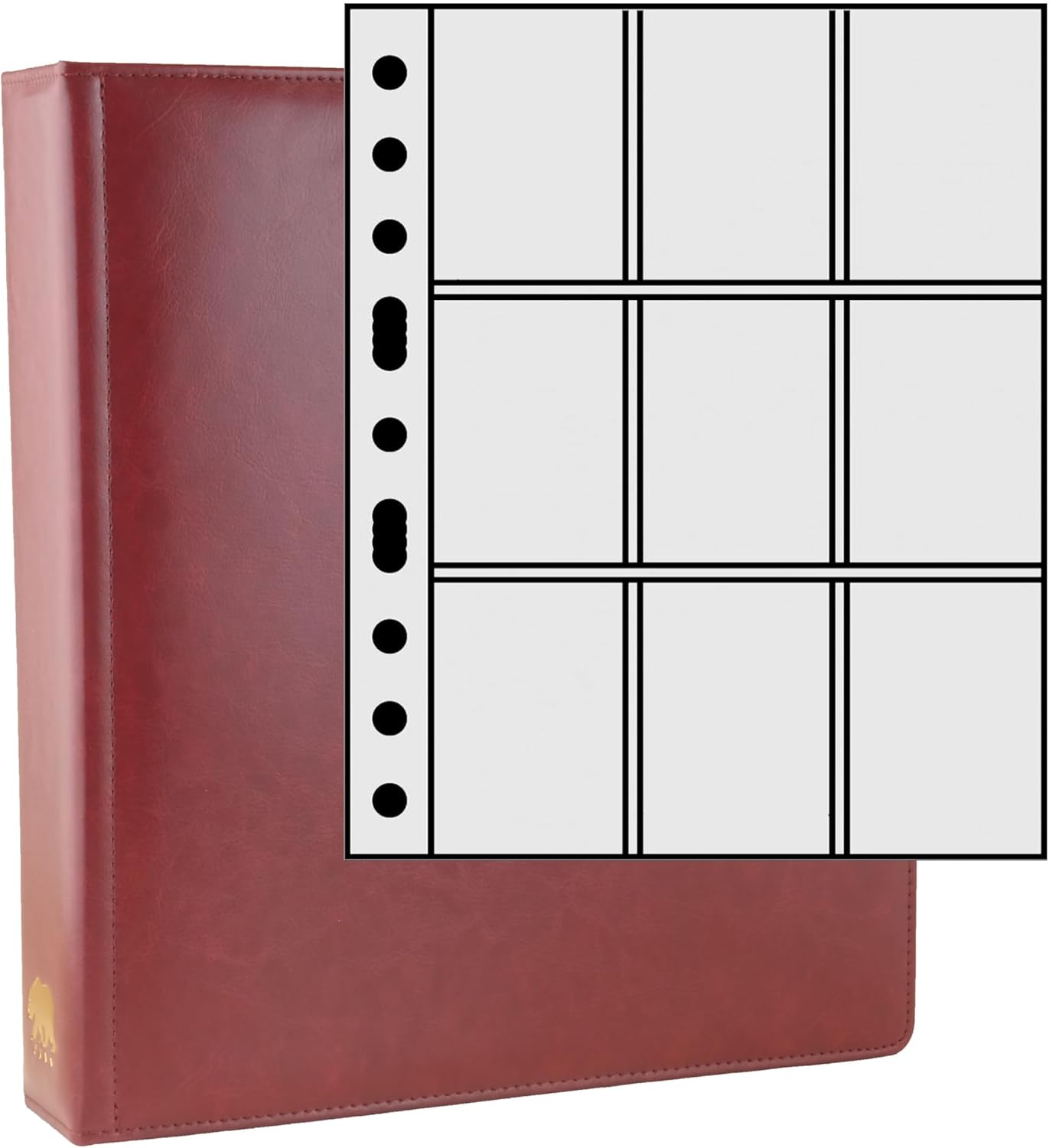 Ursae Minoris Manor Library Deluxe 3 Q-Ring Standard Format Binder for Up to 900 Sports / Trading Cards - Burgundy