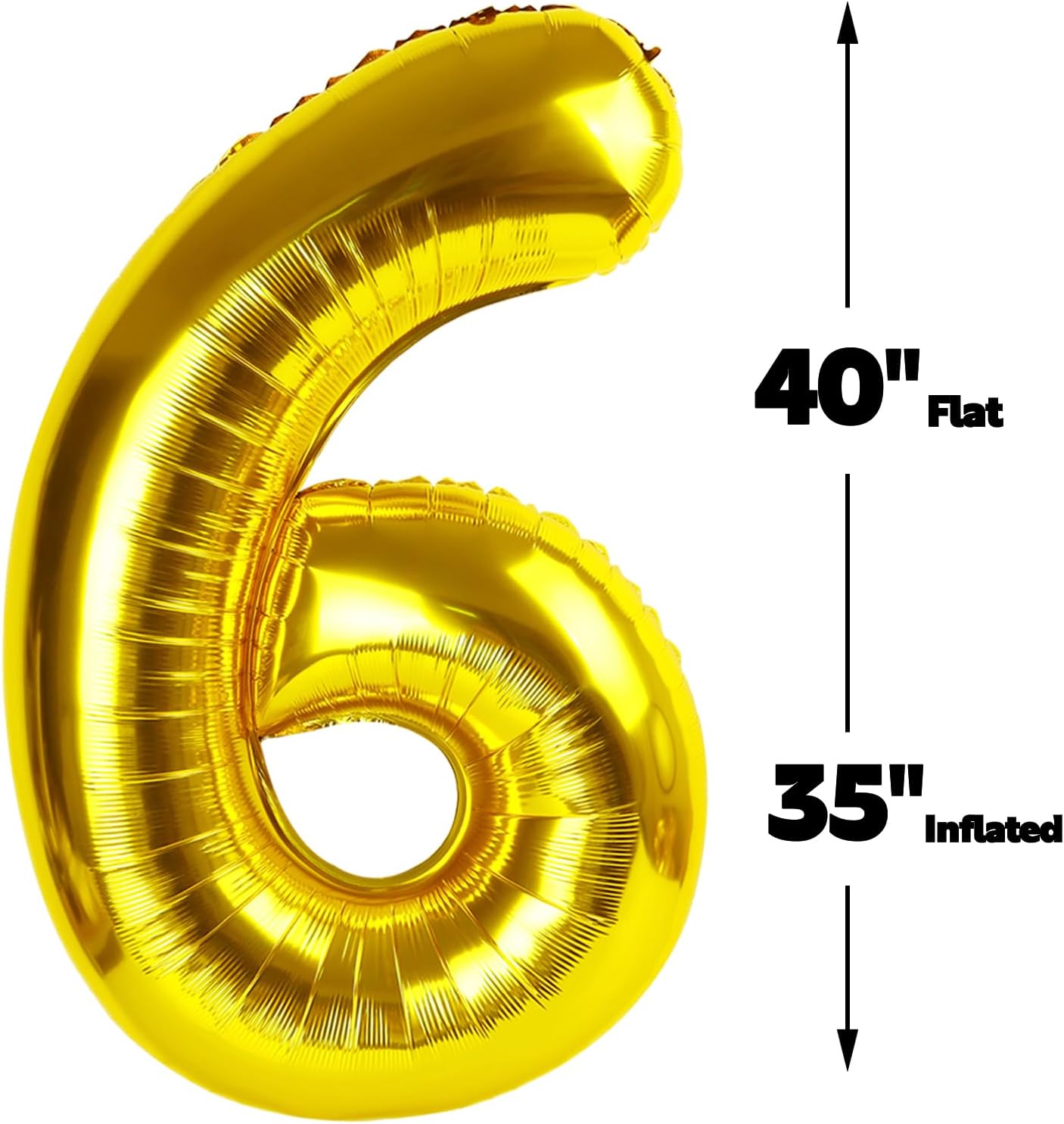 Gold 40 Inch Mylar Foil Number 6 Balloon, Birthday Digital Balloons for 6 16 Boy Girl Party Decorations Supplies, Big Helium Balloon Numbers for 26 36 46 60 Men Women Anniversary