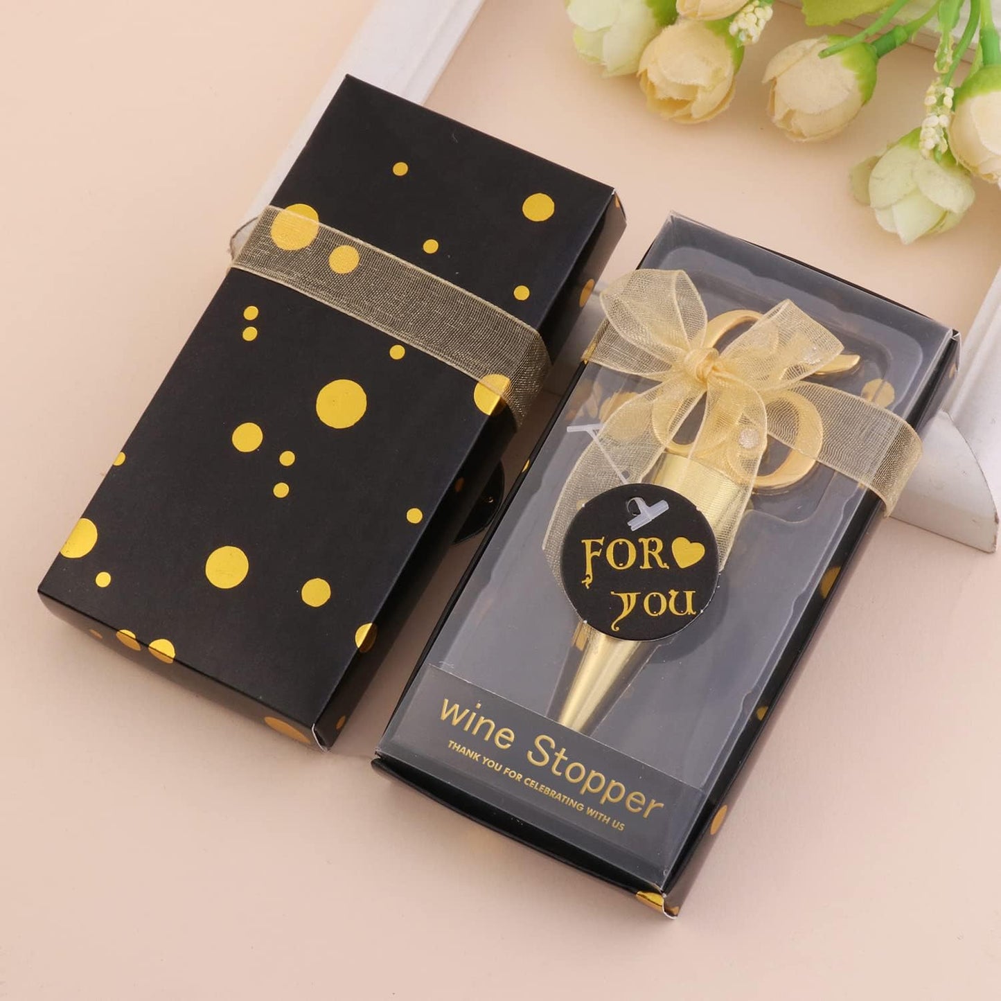 24 Pack 65th Birthday Favors For Guests 65 Years Old Wine Bottle Sioppers With Gift Box For 65th Wedding Anniversary Party Souvenirs Party Favor Decoration