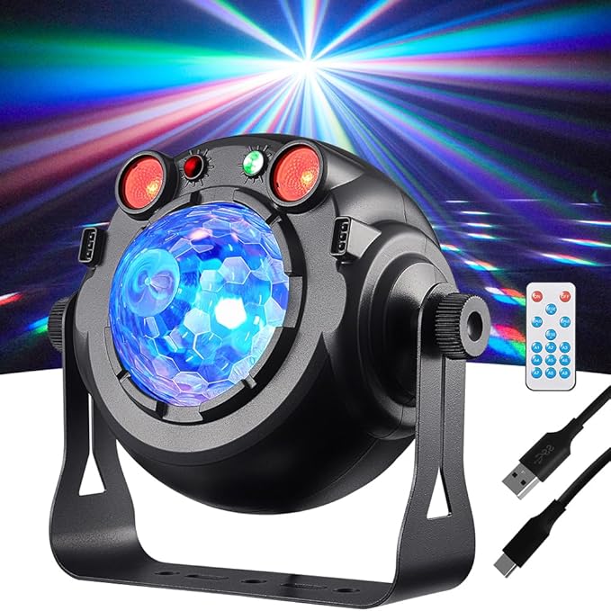 Party Disco Ball Lights, DJ Stage Strobe Rave Lights Sound Activated with Remote Control for Parties Birthday Christmas Gift Wedding Karaoke KTV Bar Club Dance Room Halloween Decorations