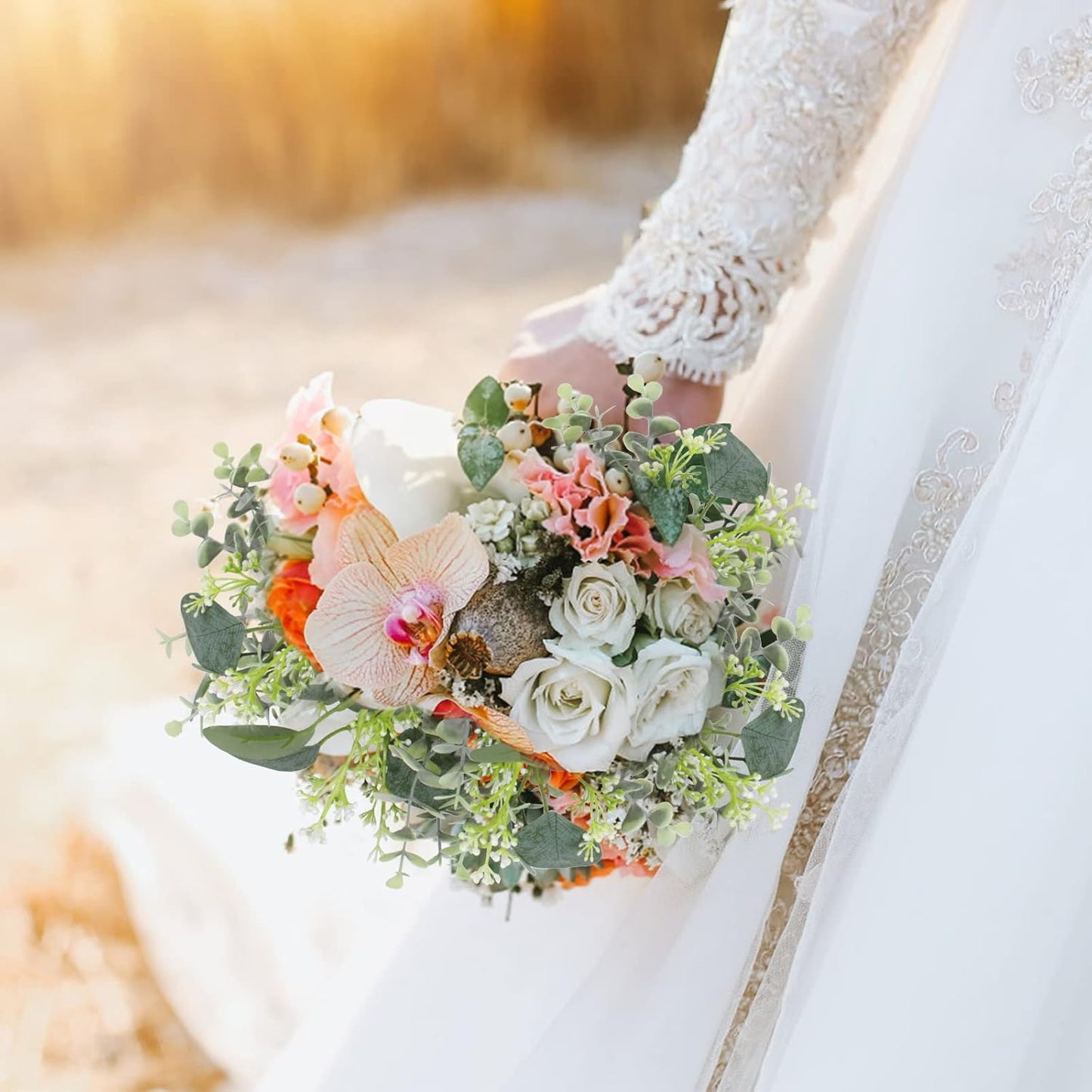 120 PCS Artificial Eucalyptus Stems Bulk Faux Silver Dollar Leaves for Vase Bouquets Baby Eucalyptus Leaves for Family Wedding Center Flower Arrangement