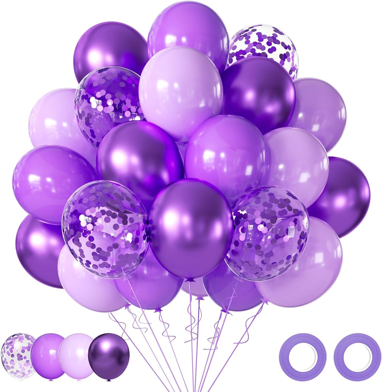 Purple Balloons Royal Purple Balloon, 50PCS Metallic Purple Confetti Latex Balloons Party Decorations 12 Inch for Birthday,Graduation,Bridal Shower,Wedding Decorations