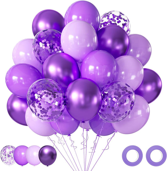 Purple Balloons Royal Purple Balloon, 50PCS Metallic Purple Confetti Latex Balloons Party Decorations 12 Inch for Birthday,Graduation,Bridal Shower,Wedding Decorations