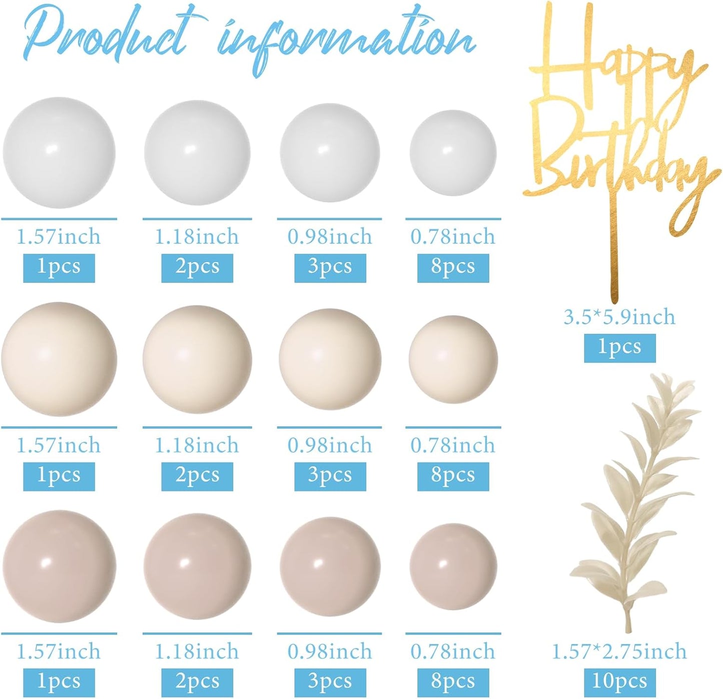 MIAHART Ball Cake Toppers Boho Grass Cake Topper Ball Cake Insert Decoration for Birthday Wedding Baby Shower Party Decorations Boho Themed Party Supplies (Khaki，white，ivory white)