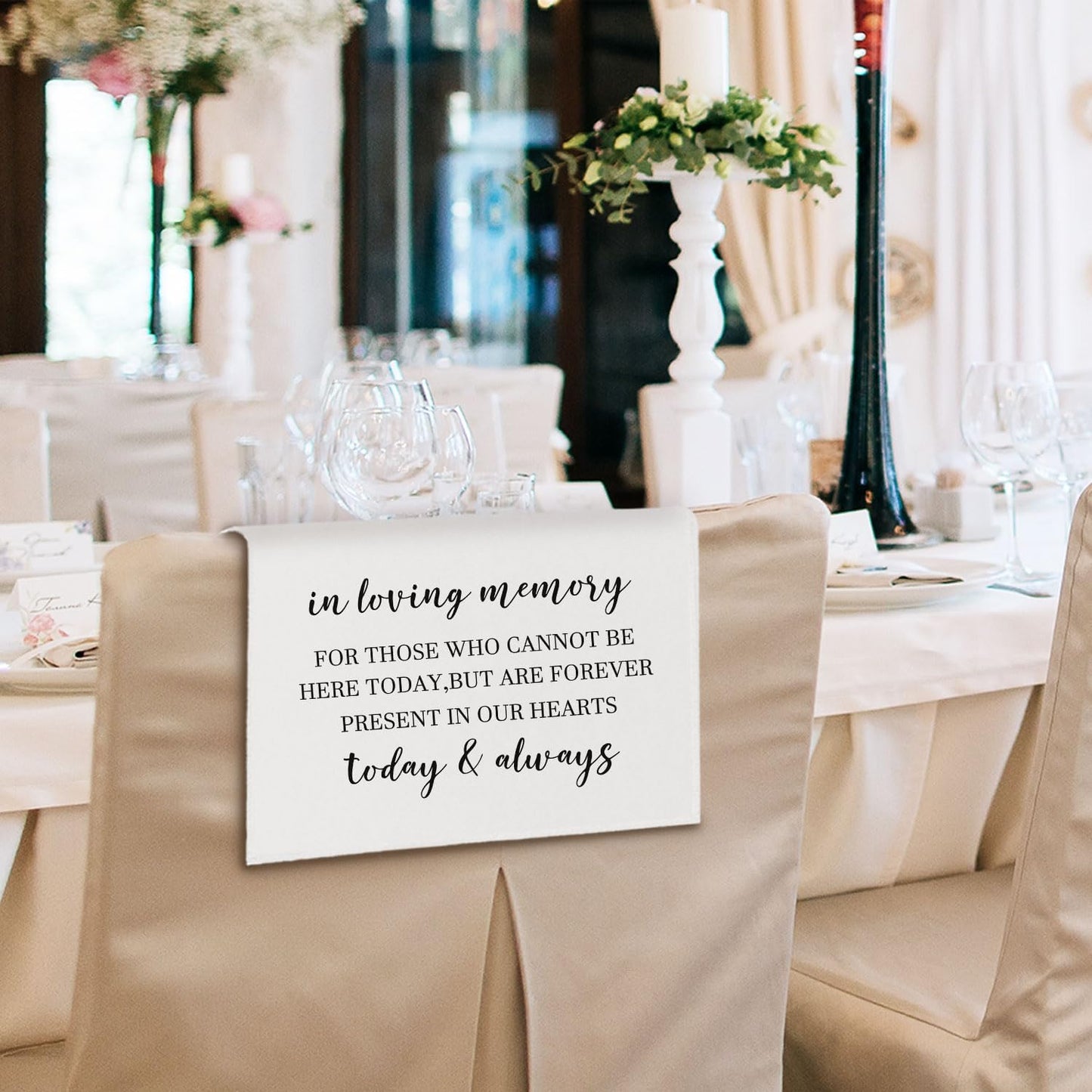 In Loving Memory Wedding Sign, Reserved Memorial Chair Signs Pew Cloths Seating Placeholder, Wedding Decorations for Reception Event Celebrations (today & always, 1 Pc)