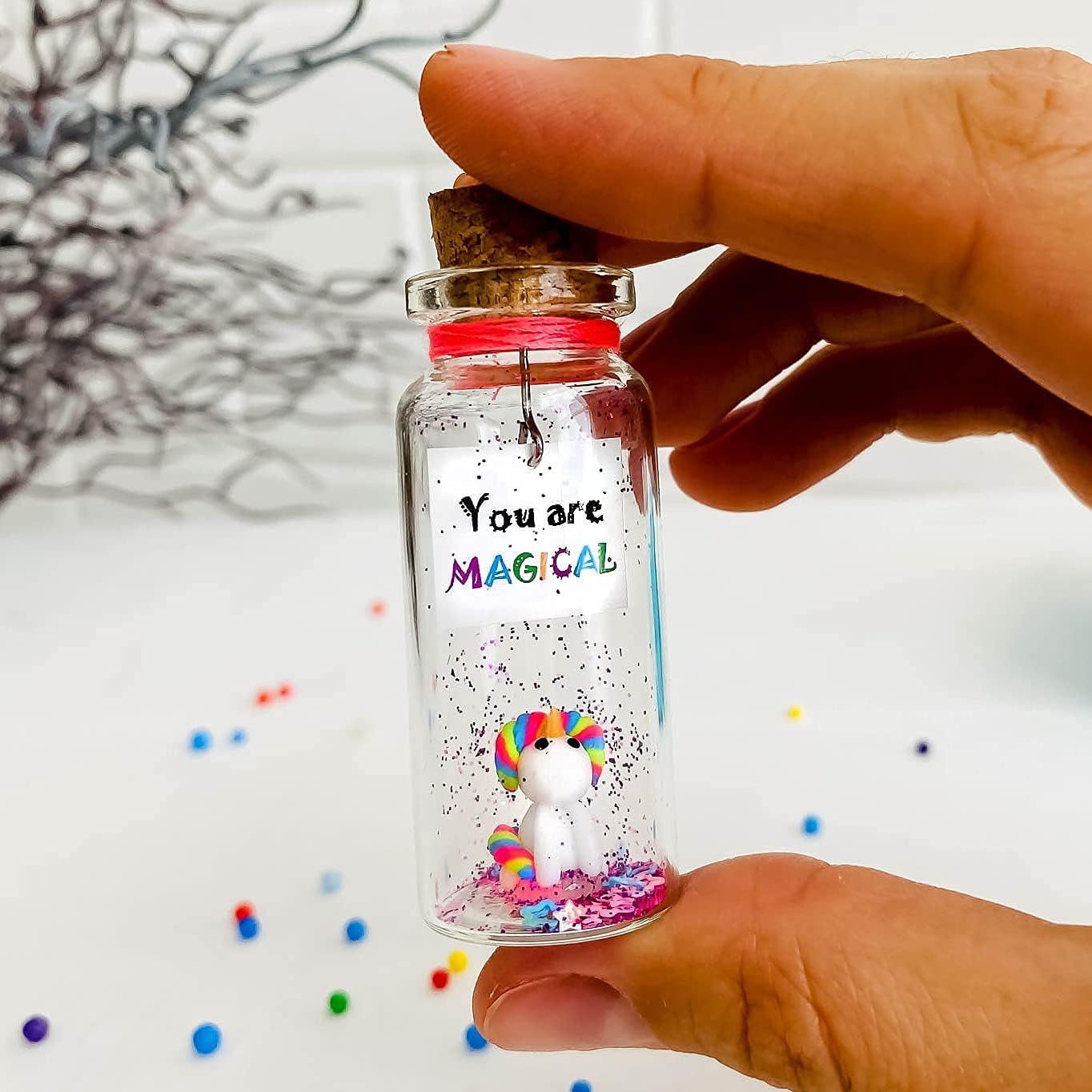 Kseniya Revta Inspirational Message in a Bottle Gift Idea - Classy Gifts for Friends and Family - Unique Boyfriend Girlfriend Presents (Rainbow Unicorn - You Are Magical, Gift Bottle)