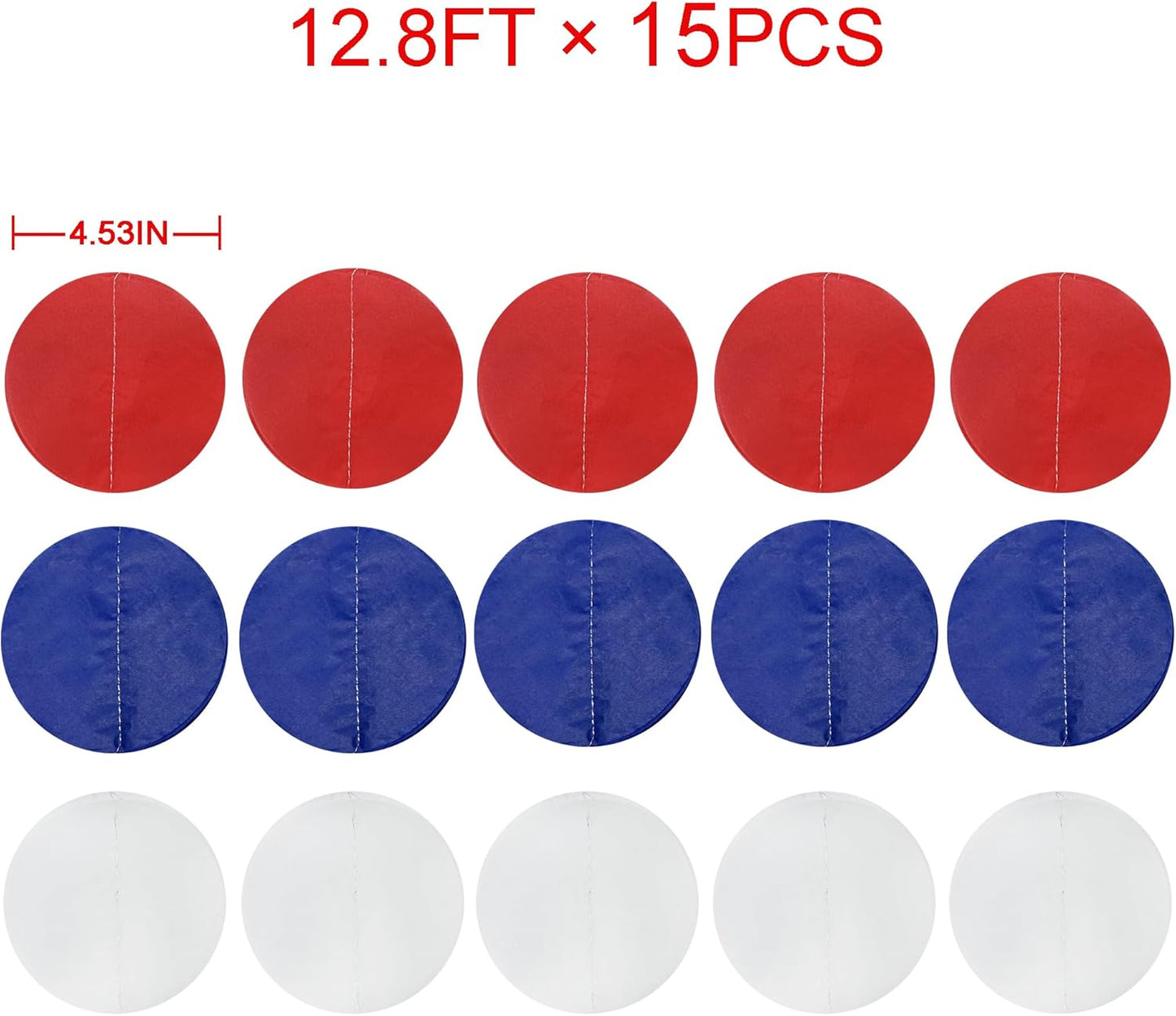 192Ft Royal Blue Red White Party Decorations Big Circle Dots Tissue Paper Backdrop Streamer Garland for 4th of July American USA National Day Patriotic Veterans Graduation Wedding Birthday Party