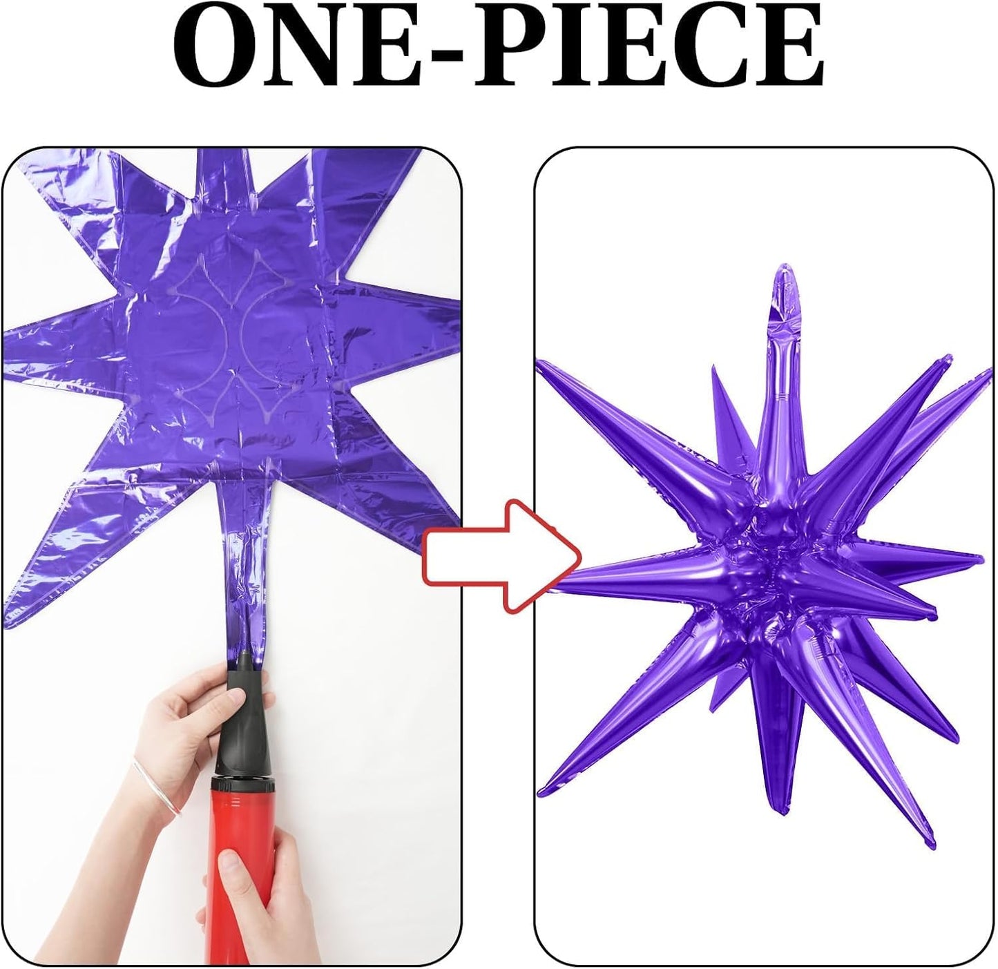Purple Star Balloons 12pcs, 27/22 Inch Foil Star Explosion Balloons, Large Spike Mylar Cone Balloon, Fireworks Shape Balloon Party Decor for Wedding Graduation Birthday Halloween