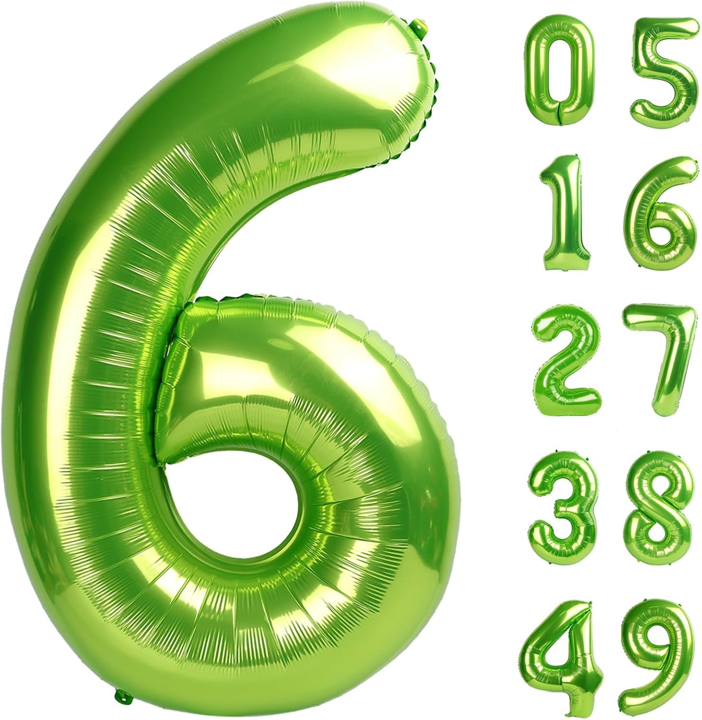 40 Inch Light Green Mylar Foil Number 6 Birthday Balloon, Digital Balloons for 6 16 Boy Girl Party Decorations Supplies, Light Green Big Helium Balloon Numbers for 26 36 46 60 Men Women Anniversary
