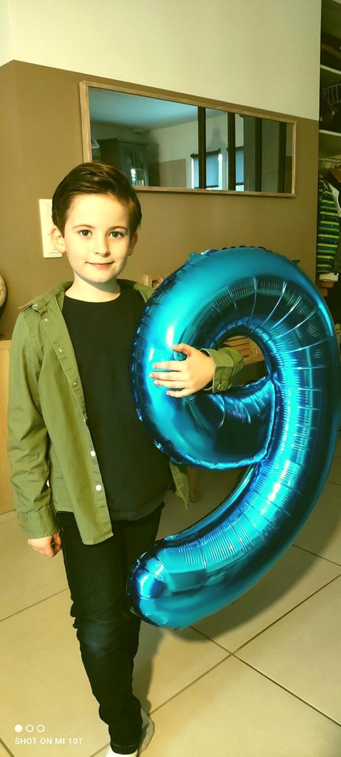 Big Blue 40 Inch 9 Balloon Number, Jumbo Giant 9th 19 29 39 49 99 Birthday Party Decorations, Large Blue Foil Balloons Anniversary Birthday Party Engagement Decorations