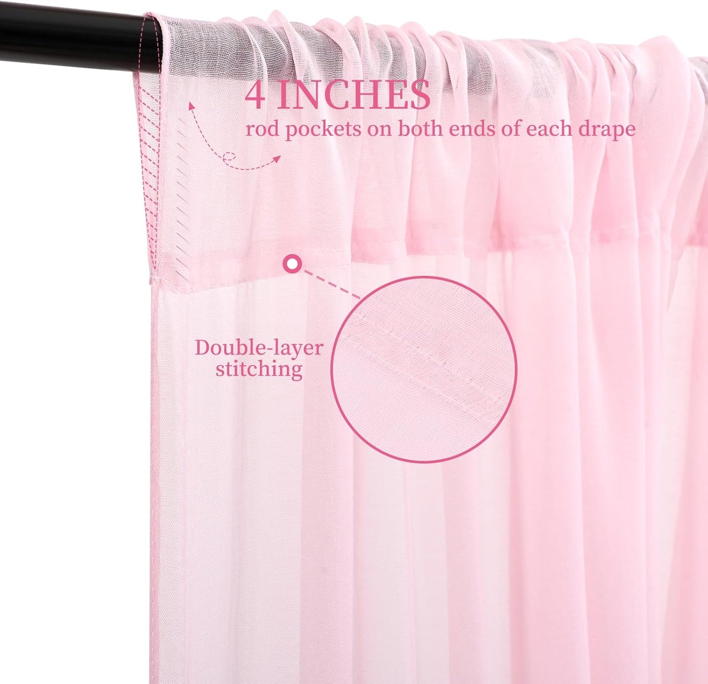 6 Panels Pink Ceiling Drapes for Wedding, 5ftx10ft Ceiling Drapes Cheesecloth Sheer Fabric Curtain Wedding Arch Draping Fabric Romantic Ceilings Decorations for Weddings Party Ceremony Stage