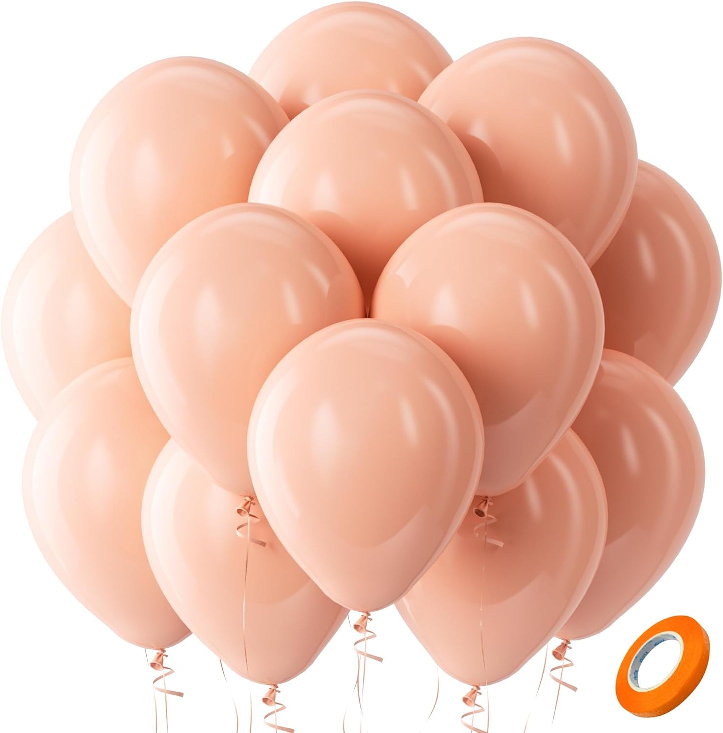 Bezente Pastel Orange Latex Party Balloons - 100 Pack 12 inch Round Helium Light Orange Peach Balloons for Bridal Shower Wedding Birthday Party Decorations
