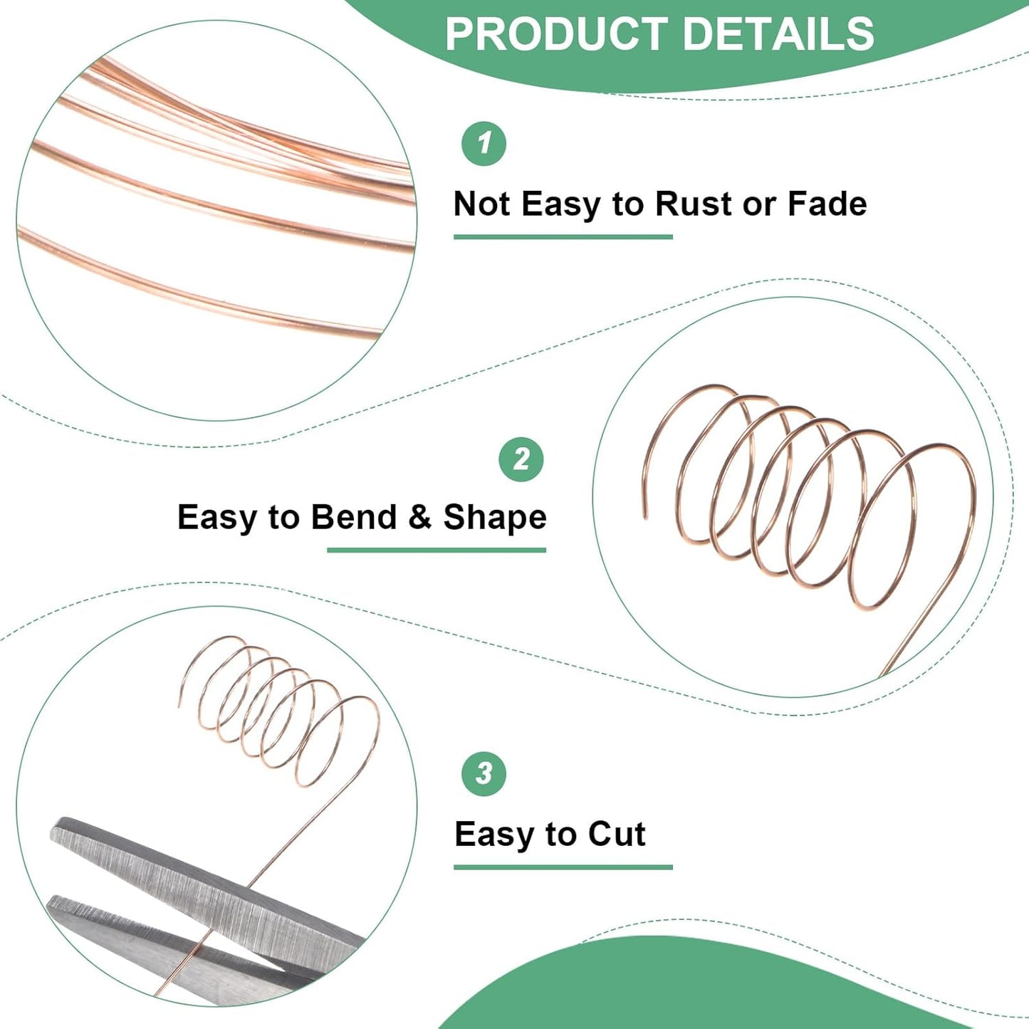 0.4mm Jewelry Wire, 26 Gauge 328FT Craft Wire Copper Beading Wire for Jewelry Making/Planting/Weaving/DIY Crafting, Soft Metal Wires [100M, Copper Tone]