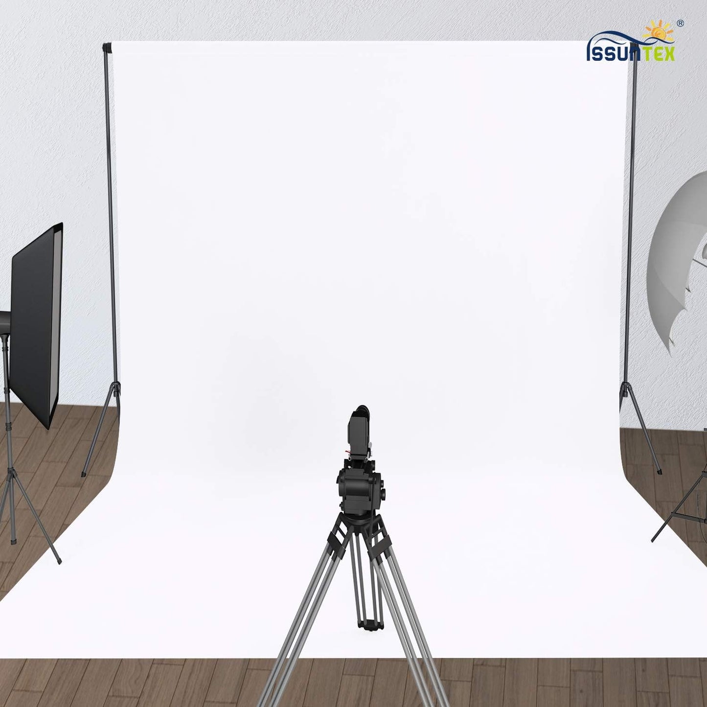ISSUNTEX 10X24 ft Background Muslin Backdrop, Photo Studio, Collapsible High Density Screen for Video Photography and Television-White