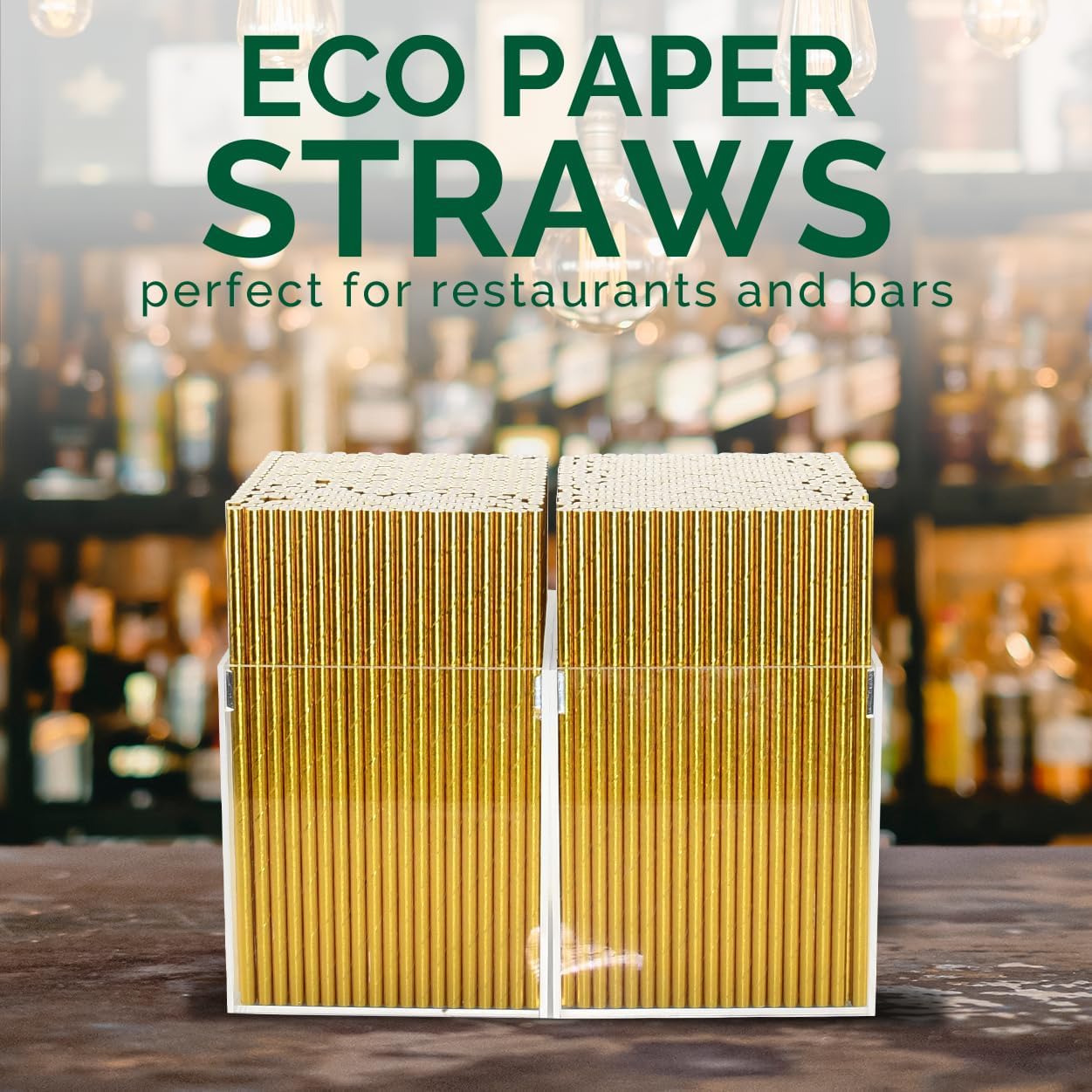 Gold Paper Straws Bulk 1000 Counts, 7.75" x0.24" - for Party, Wedding, Drinks and Cocktail