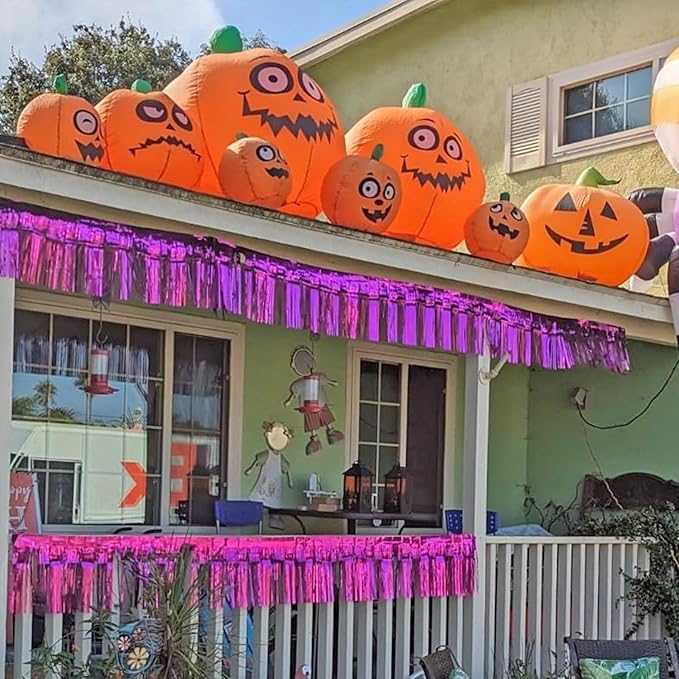 Thick 10 feet by 15 inches Fuchsia Foil Fringe Garland - Pack of 3 | Shiny Metallic Tassle Banner for Car Parade Floats, Wedding, Birthday | Wall Hanging Fringe Garland Banner (Fuchsia)