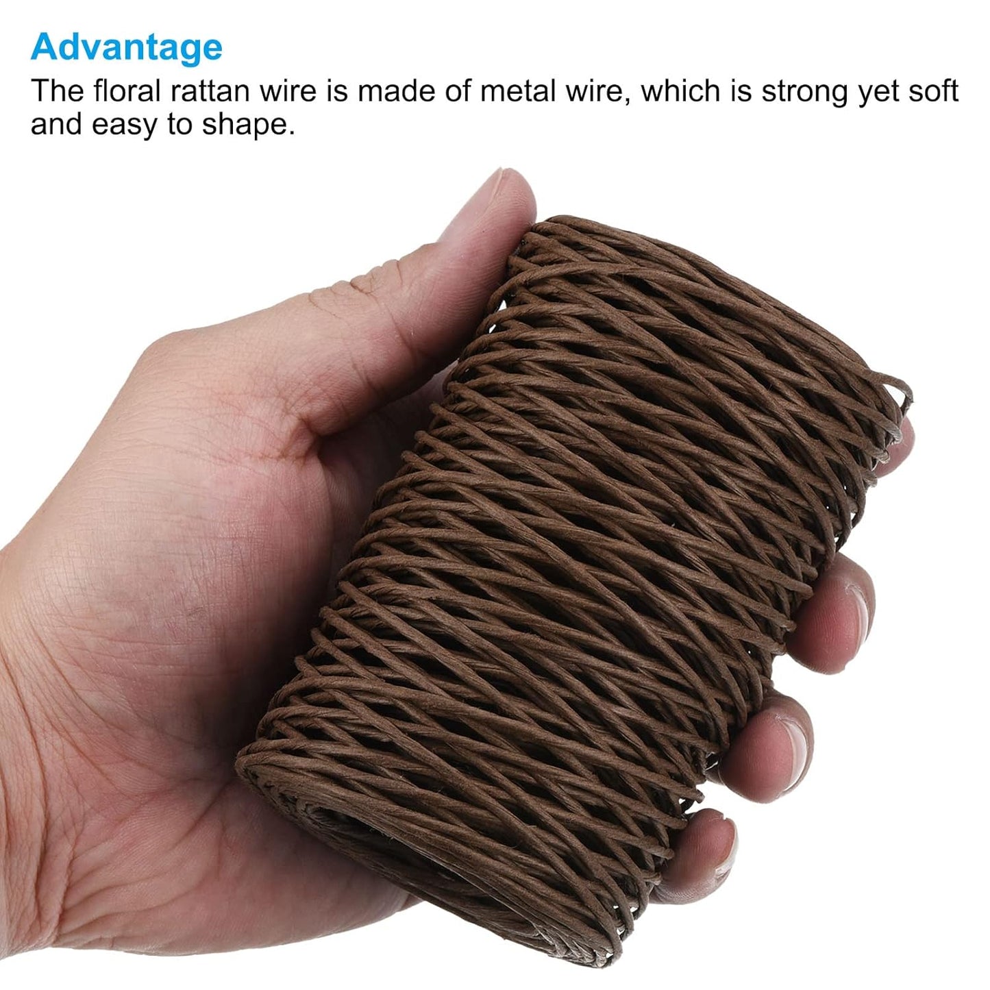 PATIKIL 164 Feet Floral Bind Wire Wrap Twine, 2mm Florist Wire Iron Wire Paper Covered Vine Wrapping Binding Wire for Flower Bouquets, Brown