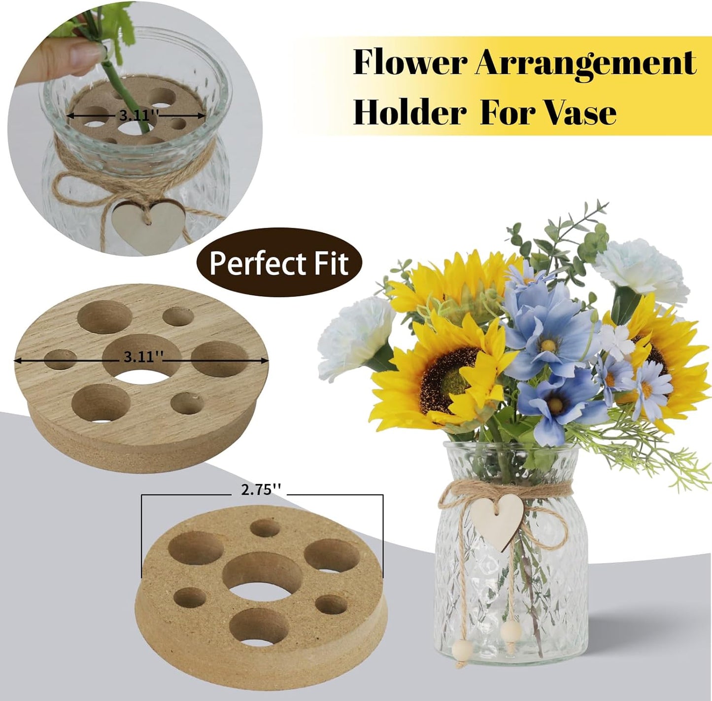 Leftover Faux Flowers in vase,Table centerpieces for Dining Room,Blue-Yellow Sunflower Flower centerpieces for Tables