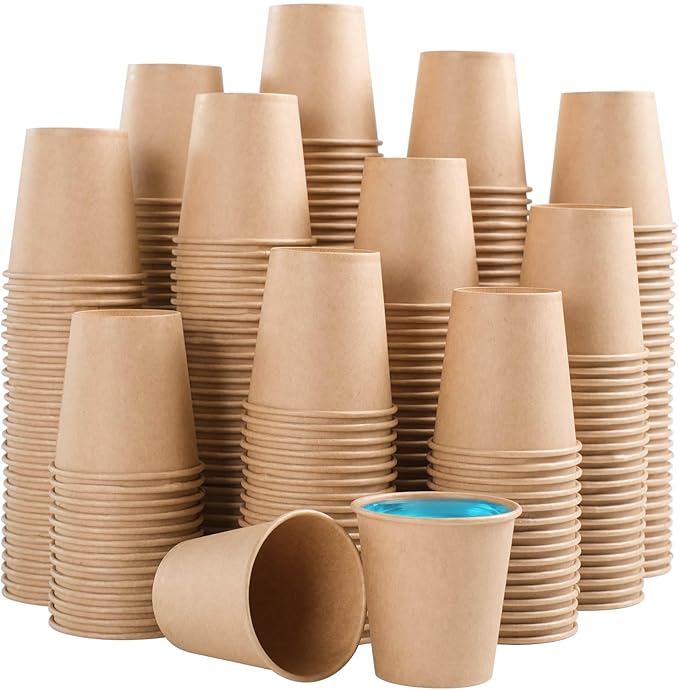 400 Pack 3 oz Kraft Paper Cups, Small Disposable Bathroom Cups, Mini Mouthwash Cups, Hot/Cold Drinking Cups for Bathroom, Parties, Picnics and Travel