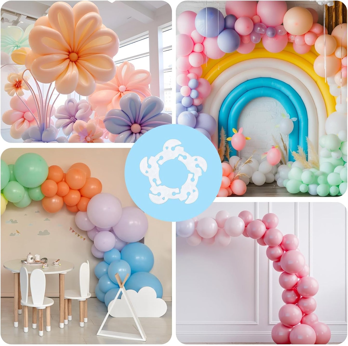 50PCS Balloon Arch Clips, White Balloon Clips Holders Bracket Buckle for Decorating Connector, Weddings, Parties (Diameter 2.2 Inch)