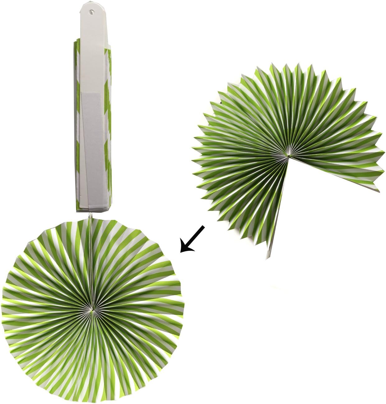 Hanging Paper Fan Set, Tissue Paper Pom Poms Flower Fan and Honeycomb Balls for Birthday Baby Shower Wedding Festival Decorations - Green