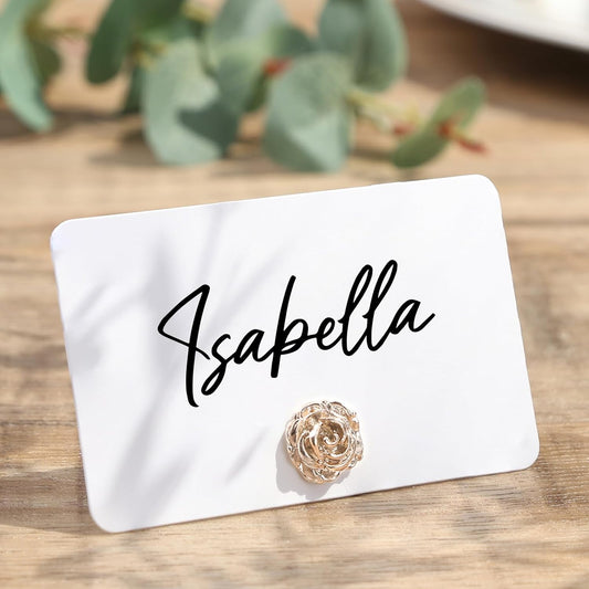 UNIQOOO 12Pcs Decorative Rose Floral Place Card Holders Bulk, Luxury Gold Metal Name Card Stands Set, for Wedding Table Setting, Business Card, Name Tag, Party Food Labels