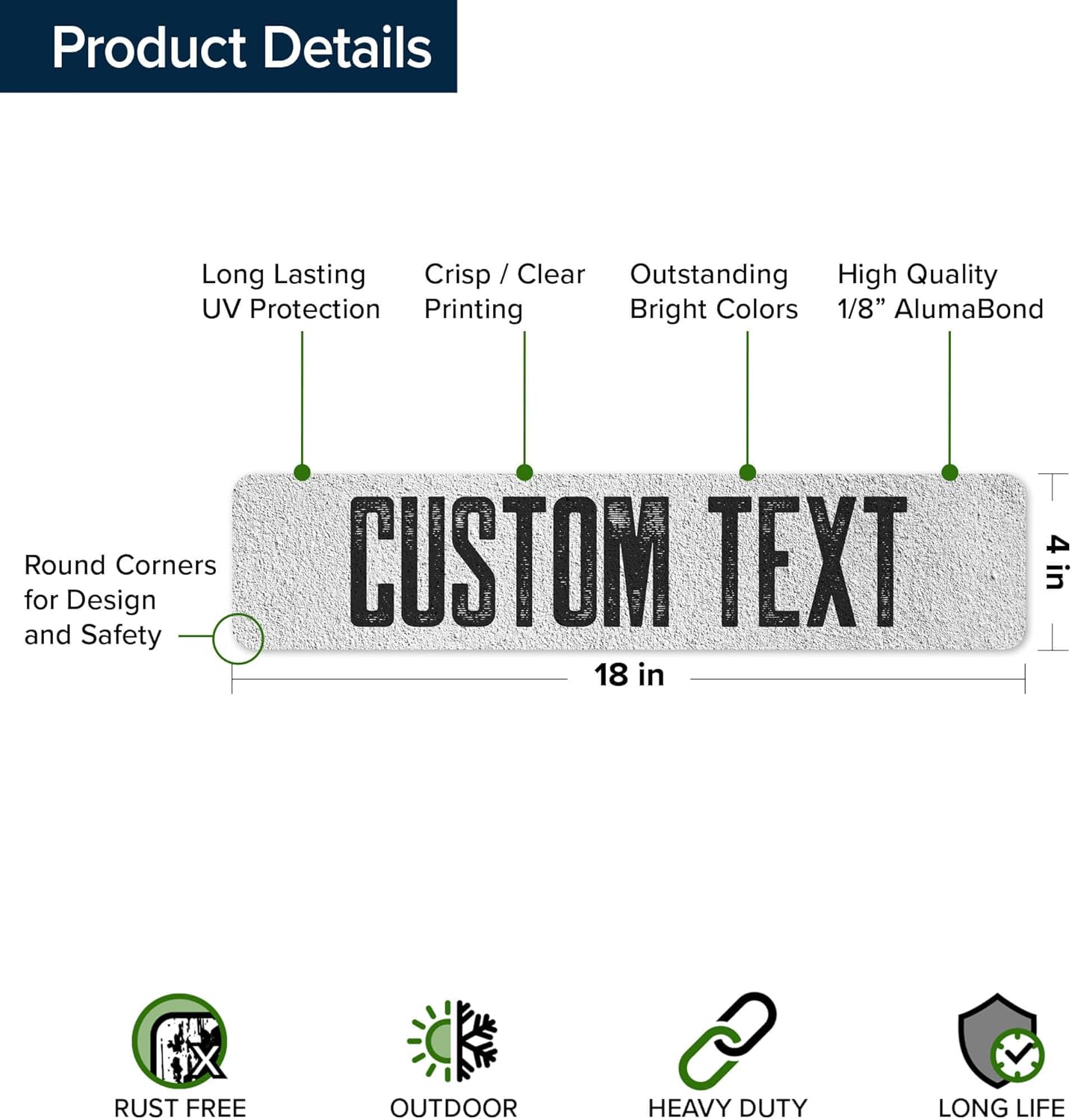 Custom Sign, Custom Street Sign, 11 Font Colors, 13 Font Styles, 4 Hole Options, 22 Sizes, 4x18 Inches, Rust Free DiBound, Fade Resistant, Made in USA by My Sign Center (Concrete)