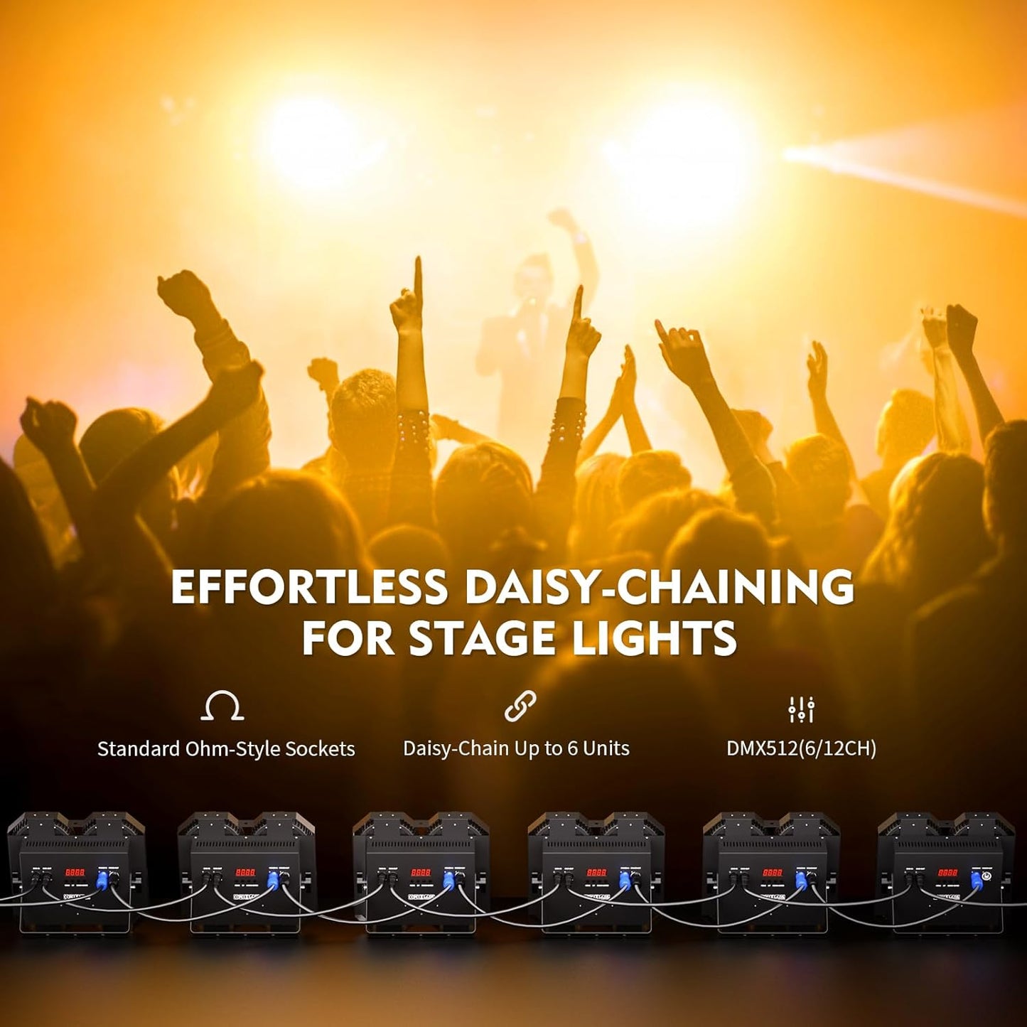 Stage Lights, 4X100W COB Spotlight LED Par Can Retro Lights, 2 in 1 Cool White & Warm White DMX512 Sound Activated Blinder Uplights for Events Parties Wedding Church Concert Studio Show Dance - 1Pack