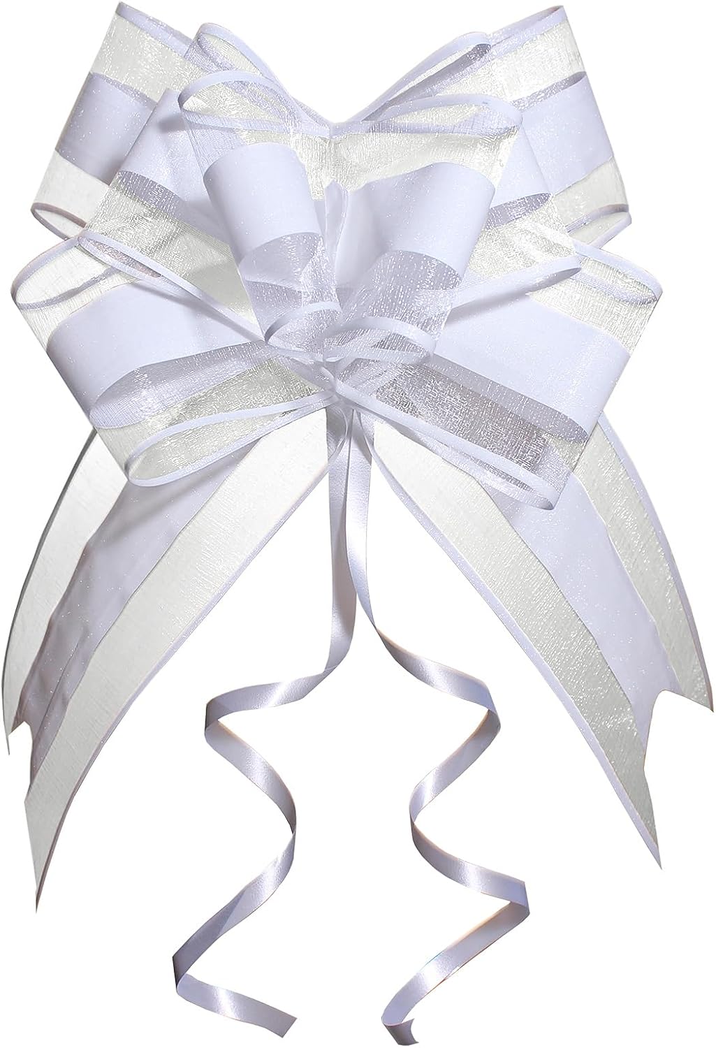 Large White Gift Bow, 10 PCS White Pull Bows for Gift Wrapping, Wedding, Christmas, Valentine's Day, Presents, Flower Basket Decor(8 inches)