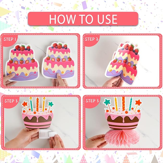 kockuu Kids Birthday centerpieces for tables - 12pcs Colorful Happy Birthday Table Decorations Paper Honeycomb Kids Party Decor Supplies