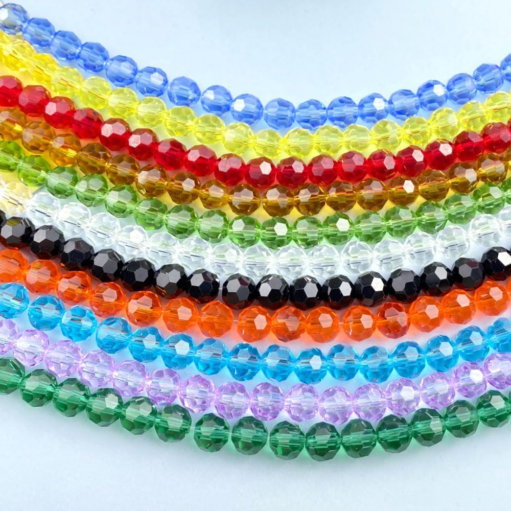 100 PCS 8mm Crystal Glass Beads Round Multiple Faceted Loose Spacer Glass Beads for DIY Handcrafte Bracelet Necklace Earring Jewelry Making(Transparent)